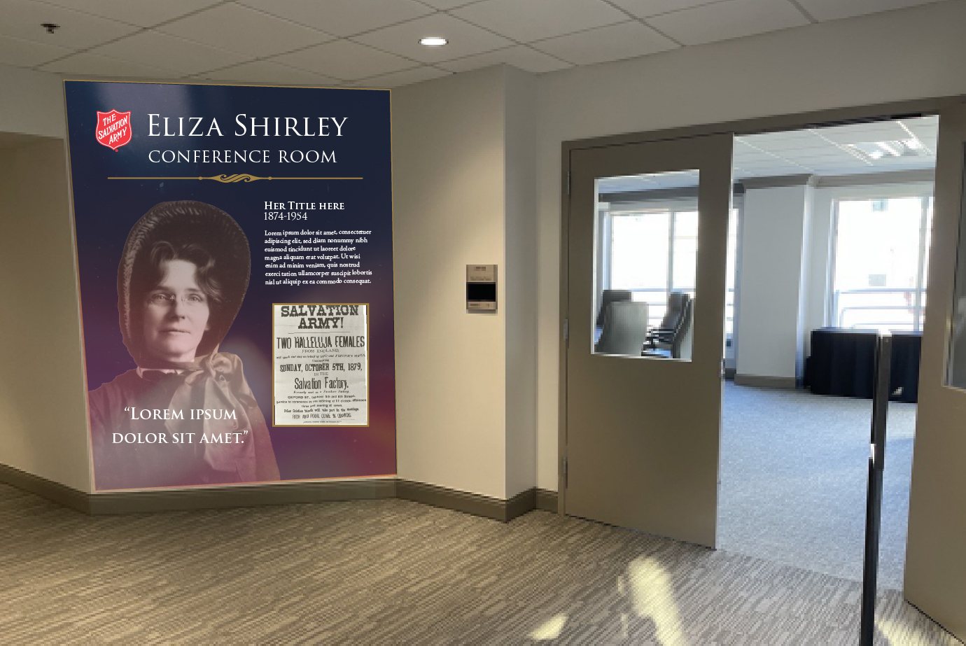 Eliza Shirley conference room signage prototype